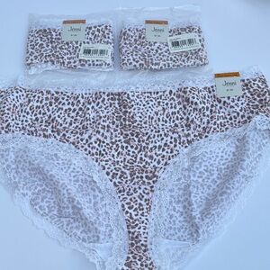 3X Jenni White and Brown Leopard Lace Panties